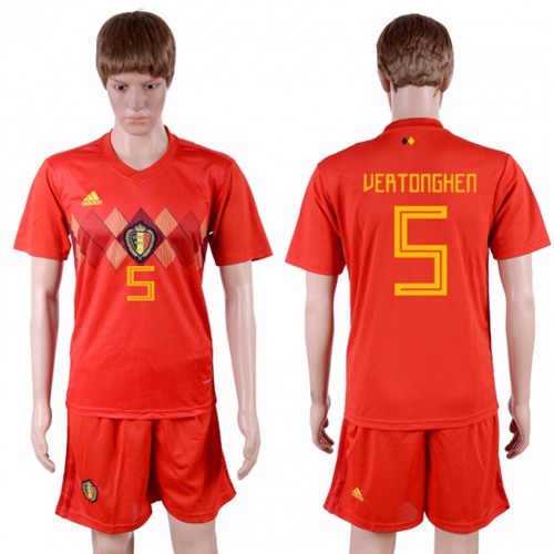 Belgium #5 Vertonghen Red Soccer Country Jersey